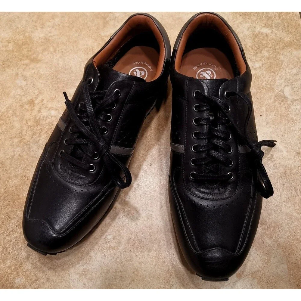 New ! Men's Black Leather Thomas & Vine Fenway Orthopedic Black Leather Shoes 11
